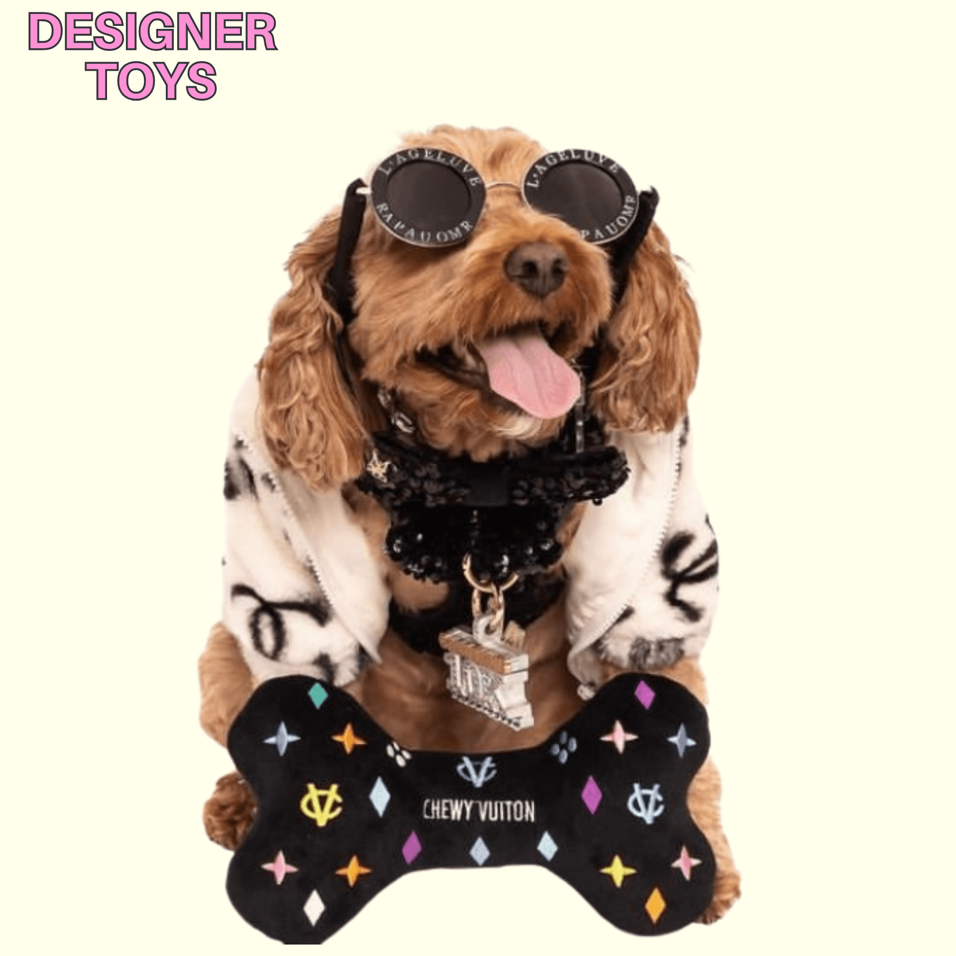 Chewy Vuiton Checker Handbag Dog Toy, DoggyTopia