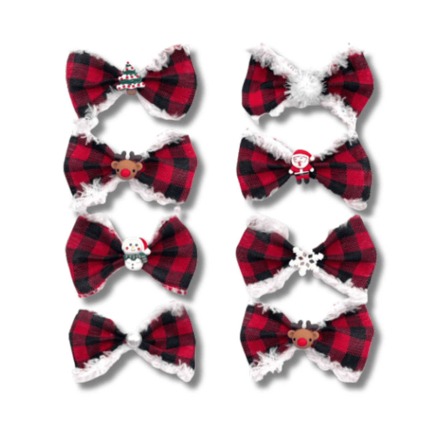 Buffalo red plaid over the collar dog bow, let's pawty