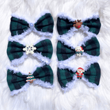 Buffalo check plaid over the collar dog bow, let's pawty