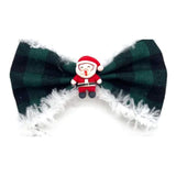 Buffalo check plaid over the collar dog bow, let's pawty