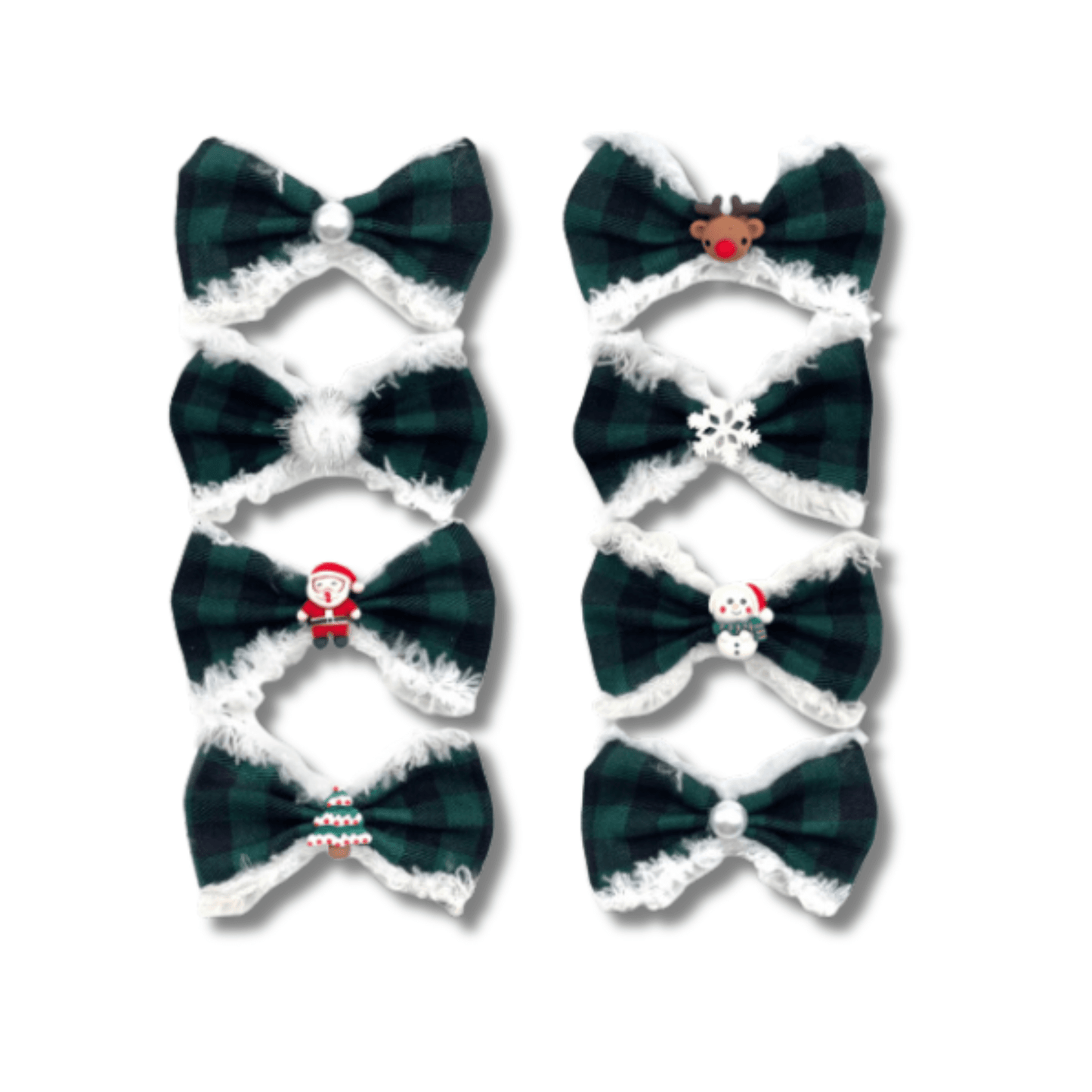 Buffalo check plaid over the collar dog bow, let's pawty