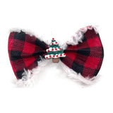 Buffalo red plaid over the collar dog bow, let's pawty