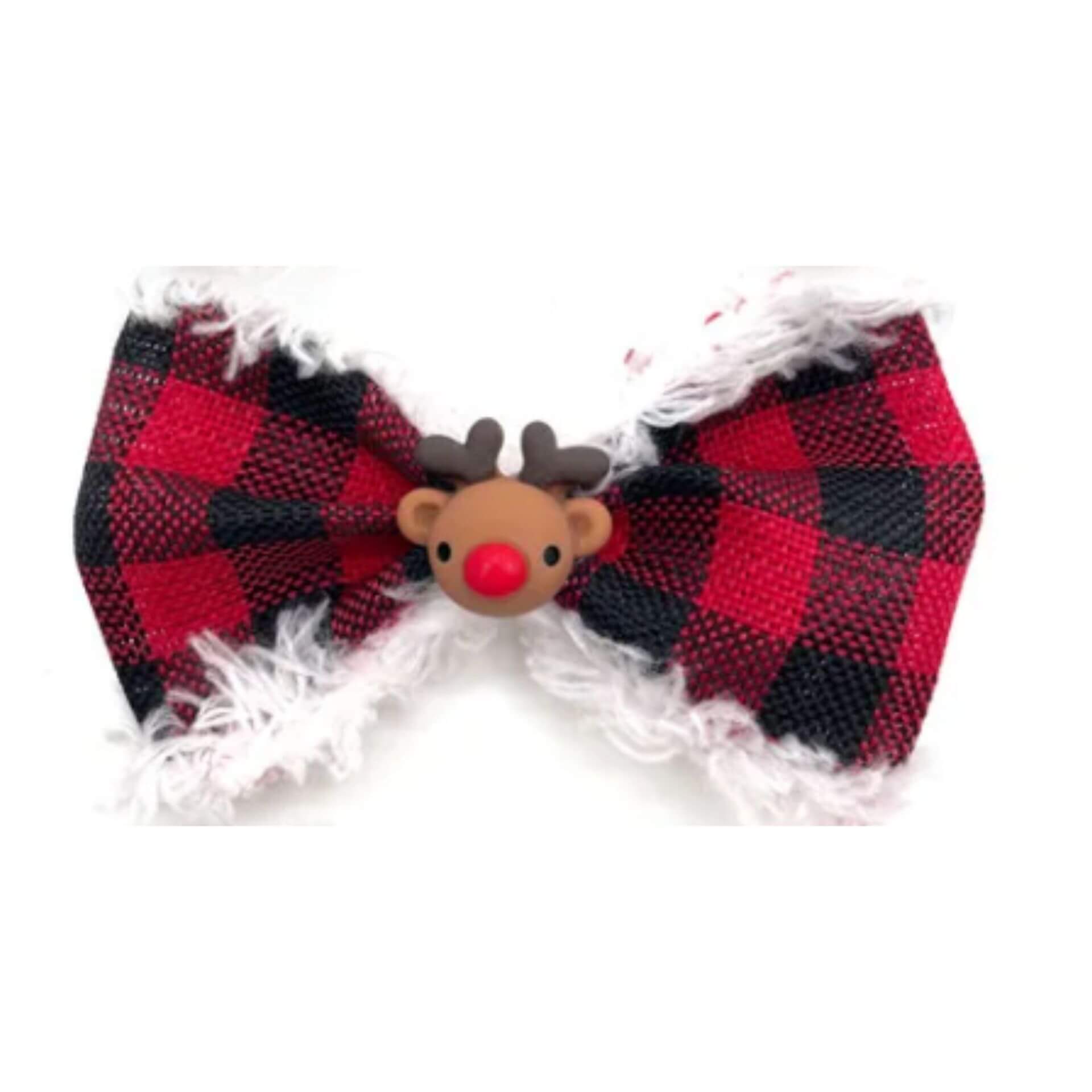 Buffalo red plaid over the collar dog bow, let's pawty