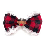 Buffalo red plaid over the collar dog bow, let's pawty