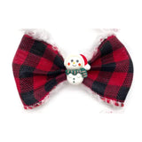 Buffalo red plaid over the collar dog bow, let's pawty