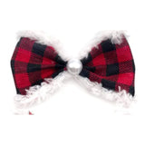 Buffalo red plaid over the collar dog bow, let's pawty