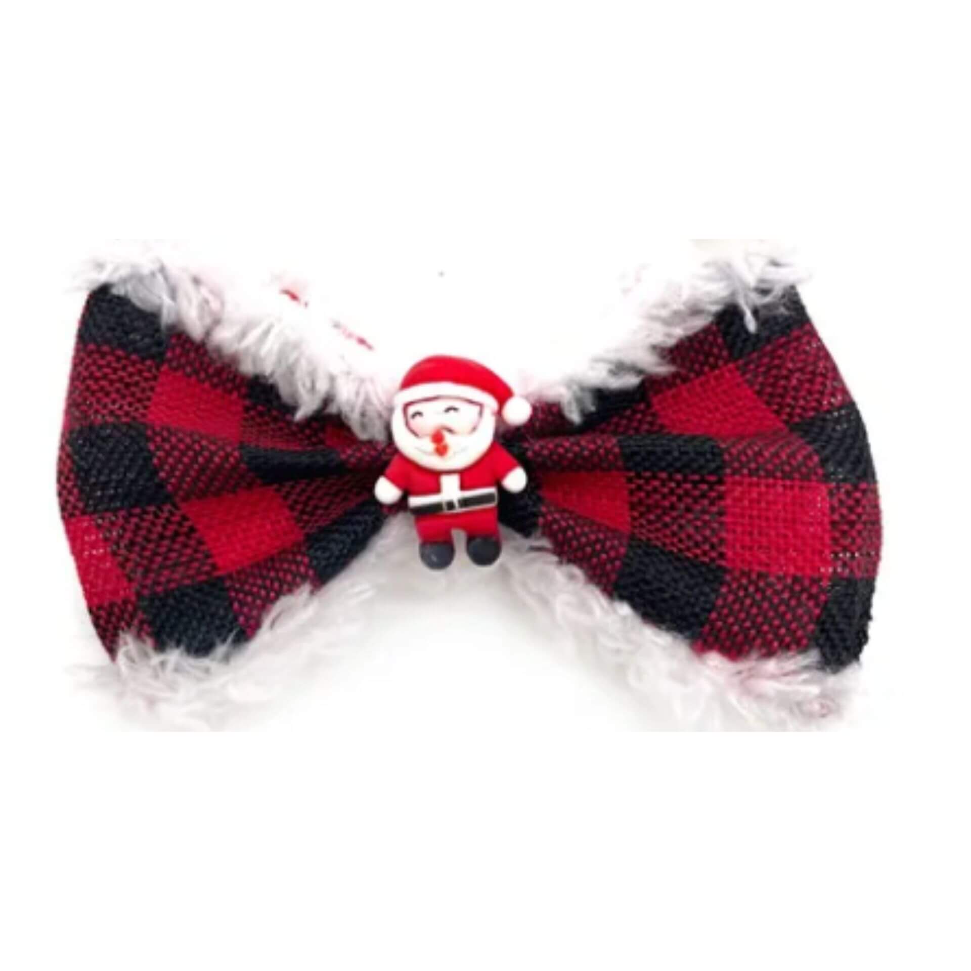 Buffalo red plaid over the collar dog bow, let's pawty