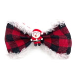 Buffalo red plaid over the collar dog bow, let's pawty