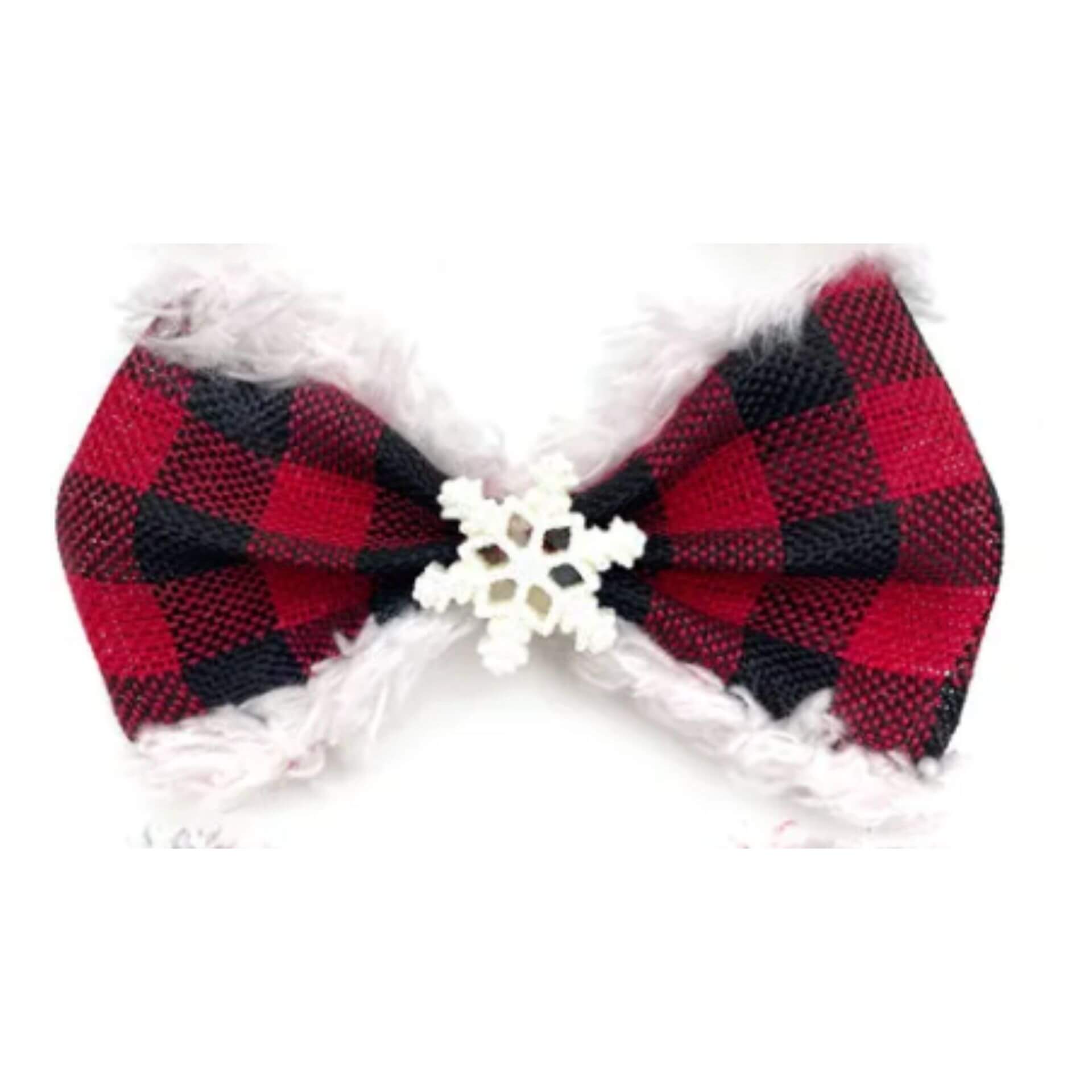 Buffalo red plaid over the collar dog bow, let's pawty