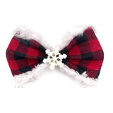 Buffalo red plaid over the collar dog bow, let's pawty