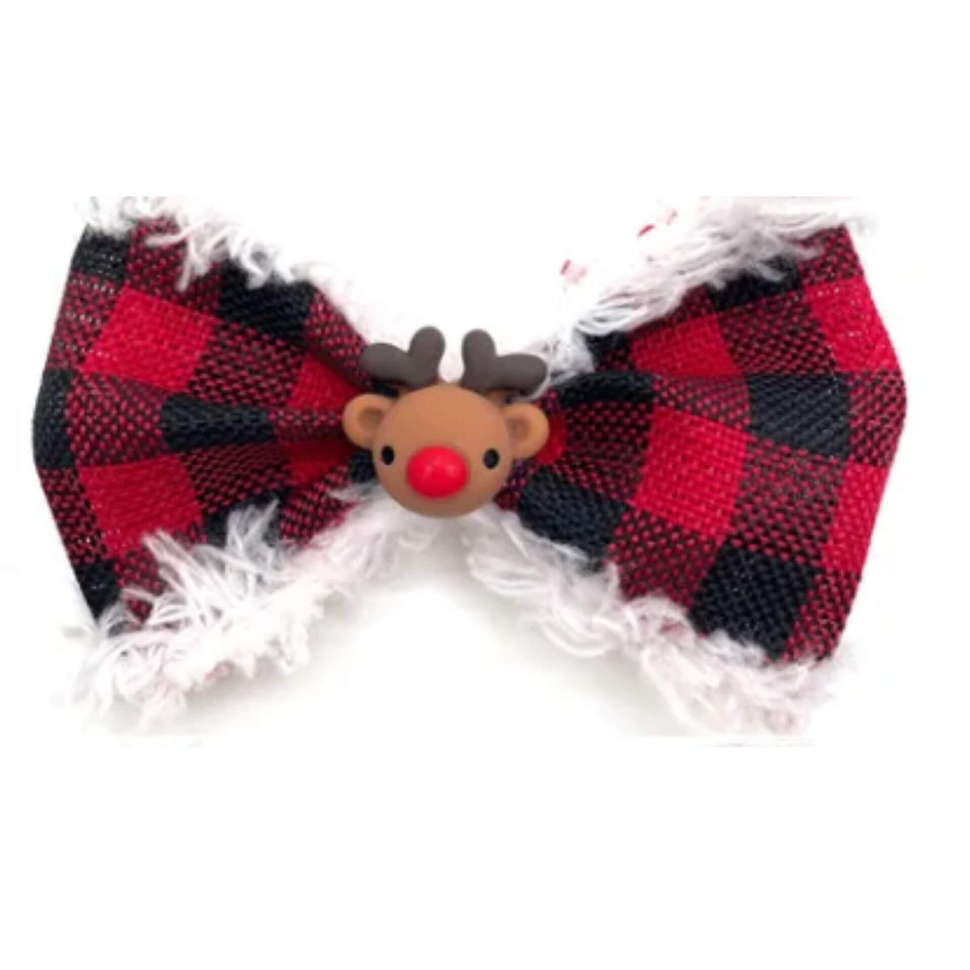 Buffalo red plaid over the collar dog bow, let's pawty