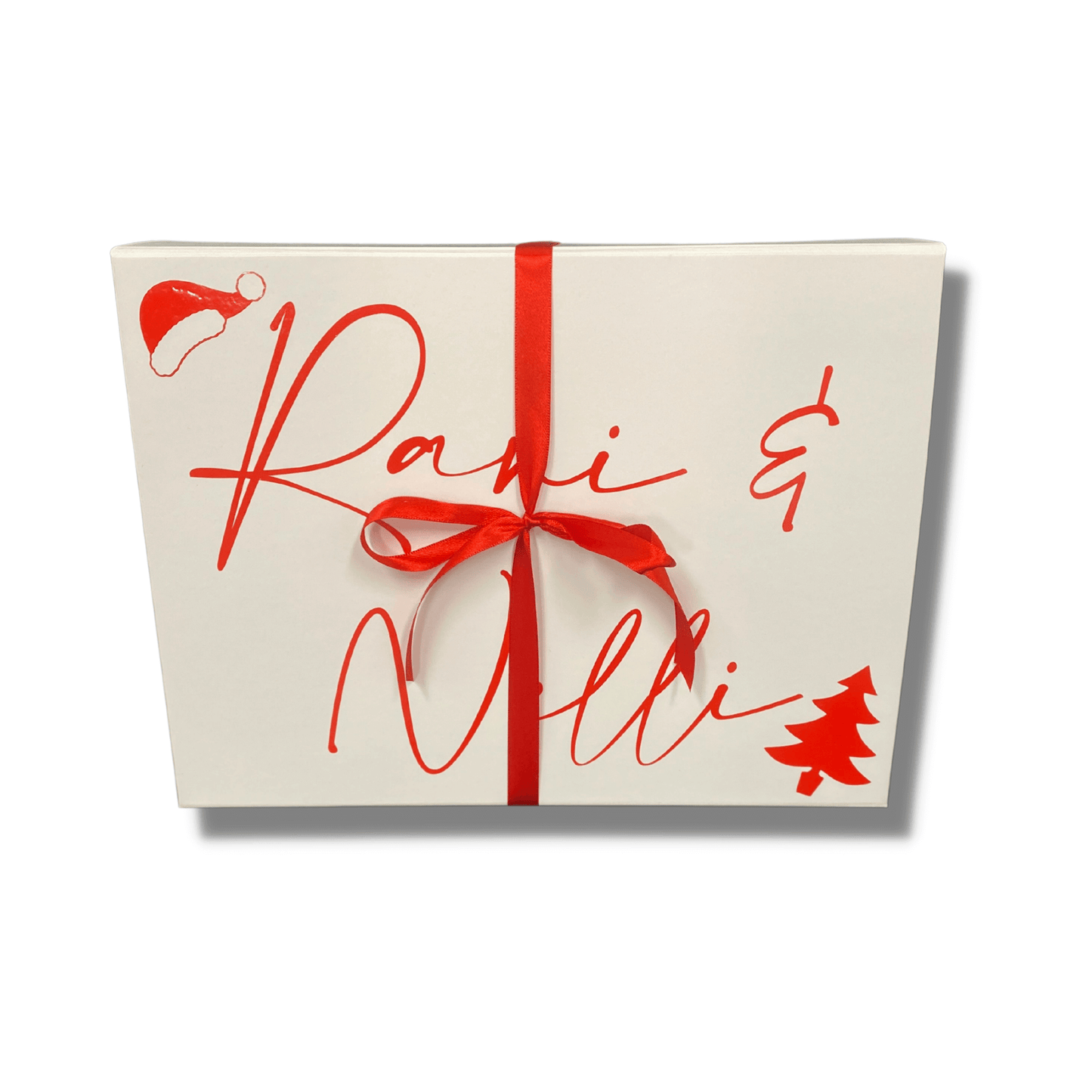 Christmas themed dog gift box, personalised, let's pawty