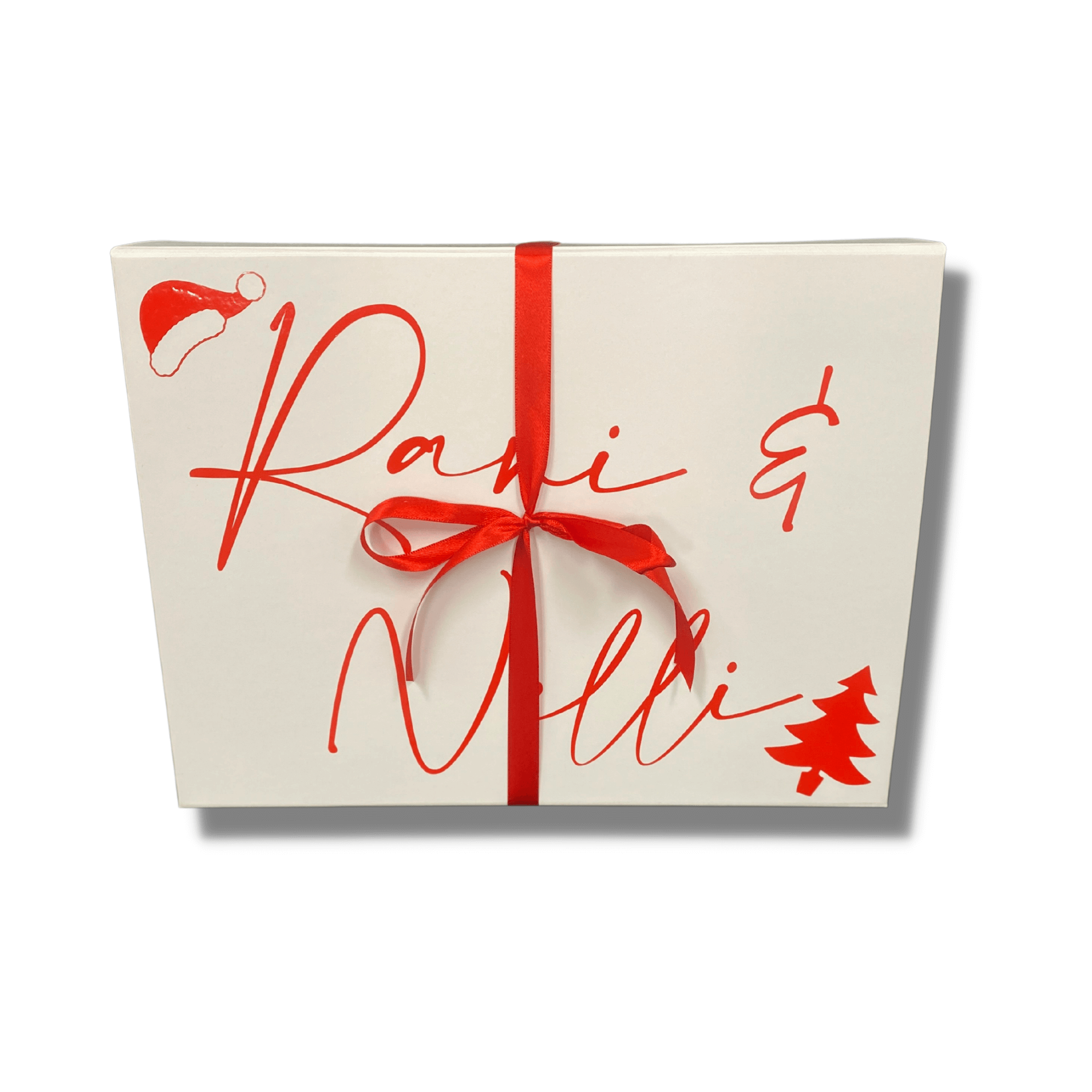 Sant burrow christmas gift box, personalised with dog's name, let's pawty