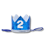 dog birthday hat glitter blue