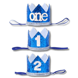 dog birthday hat glitter blue