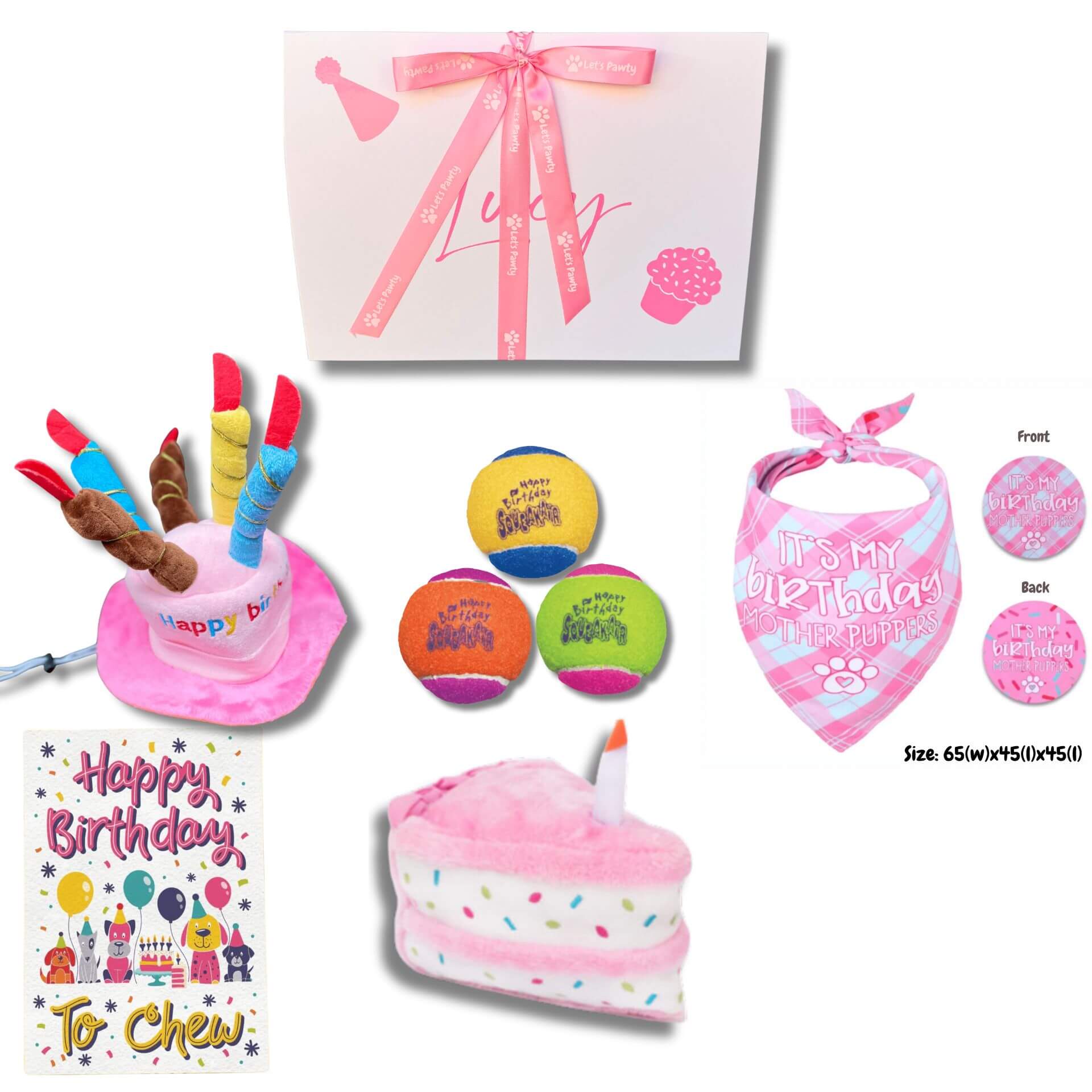 personalised dog gift box , let's pawty