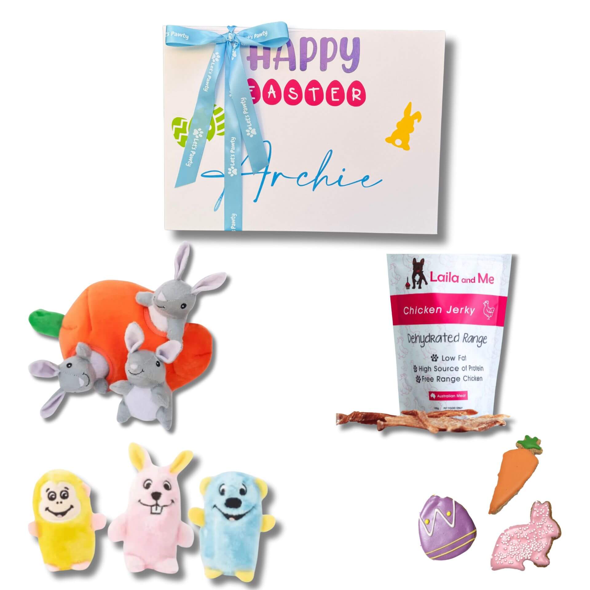Easter dog gift box personalised with dog's name