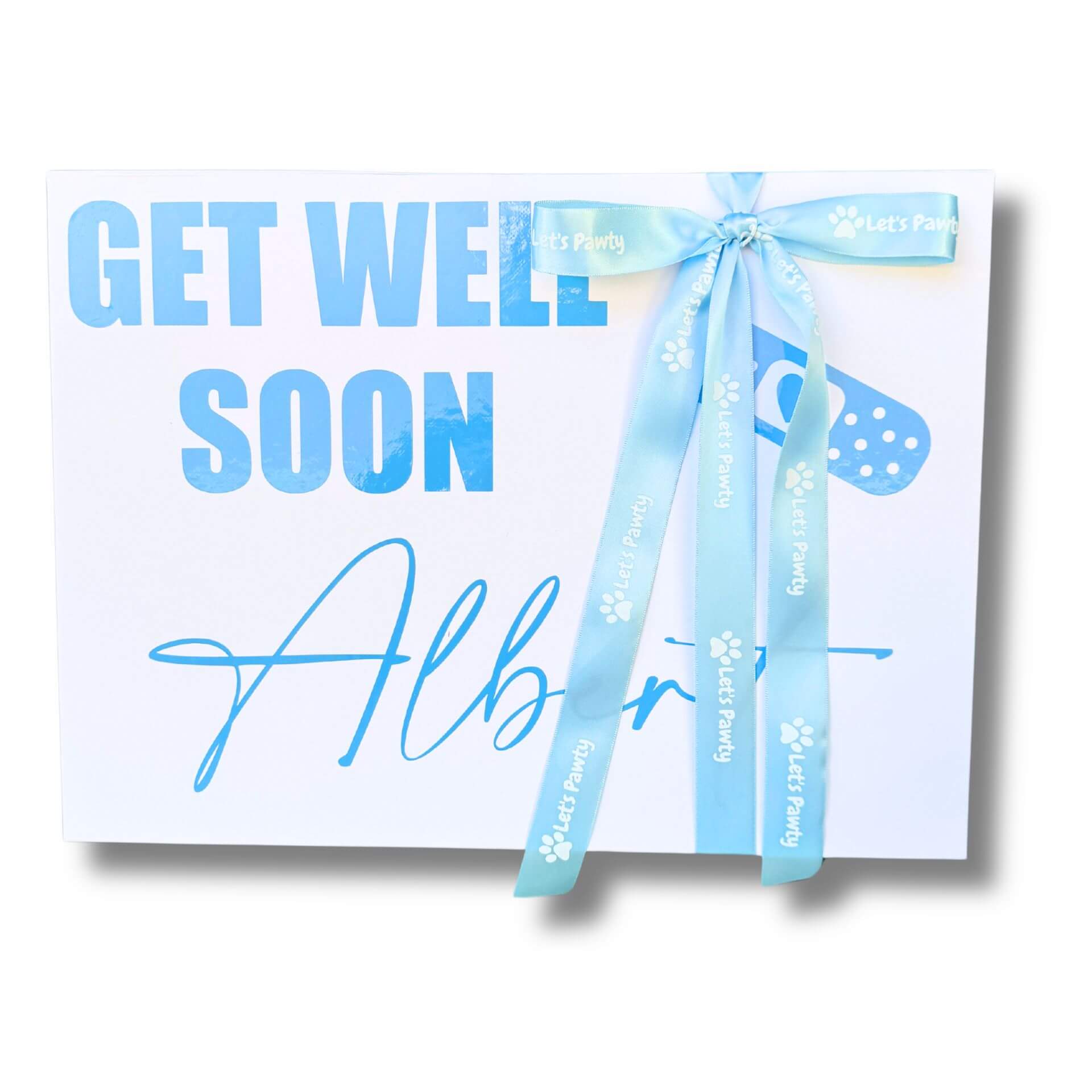 Get well soon personalised dog gift box let's pawty