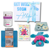 Get well soon personalised dog gift box let's pawty