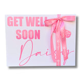 get well soon pink dog gift box, let's pawty