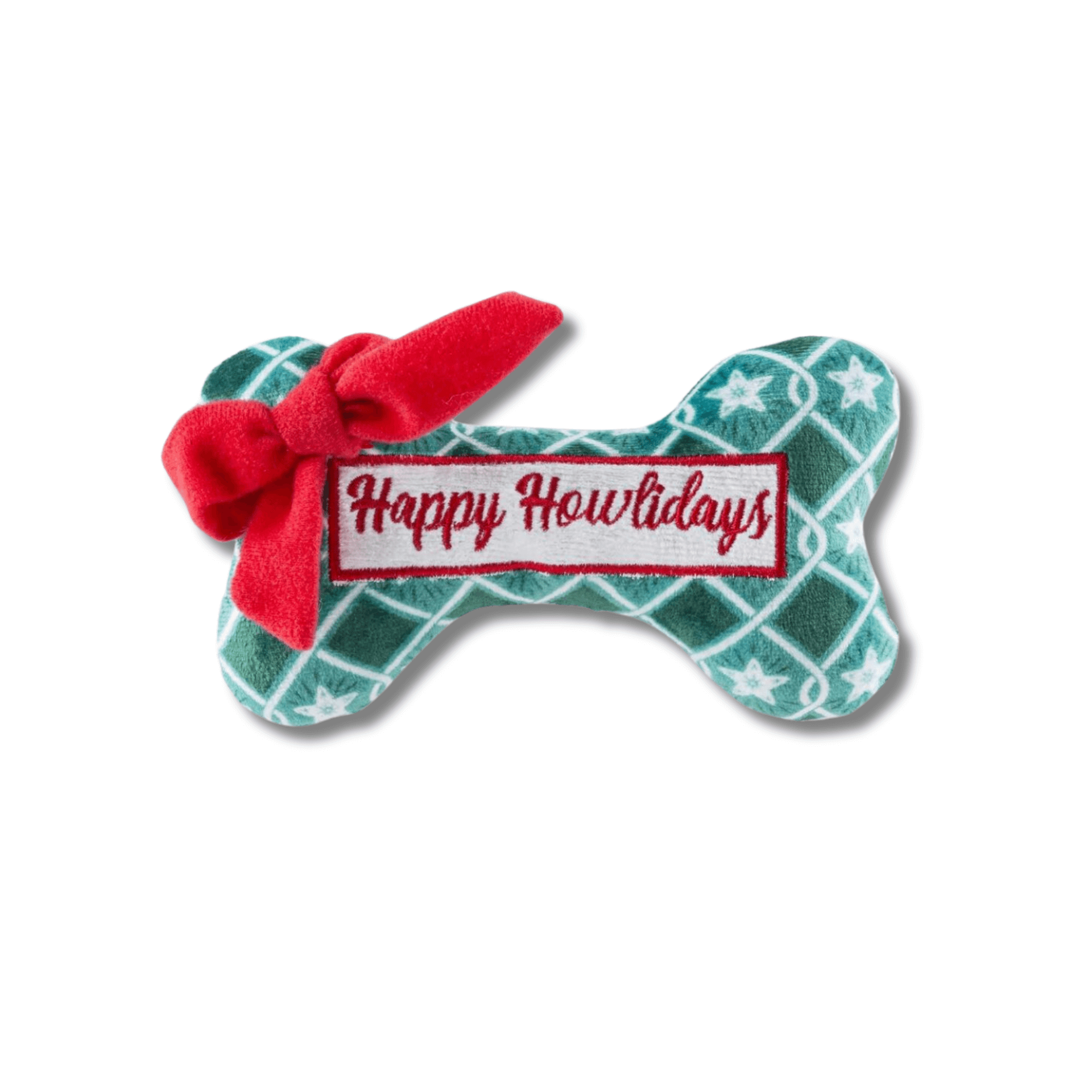 Christmas themed dog toy, happy holidays