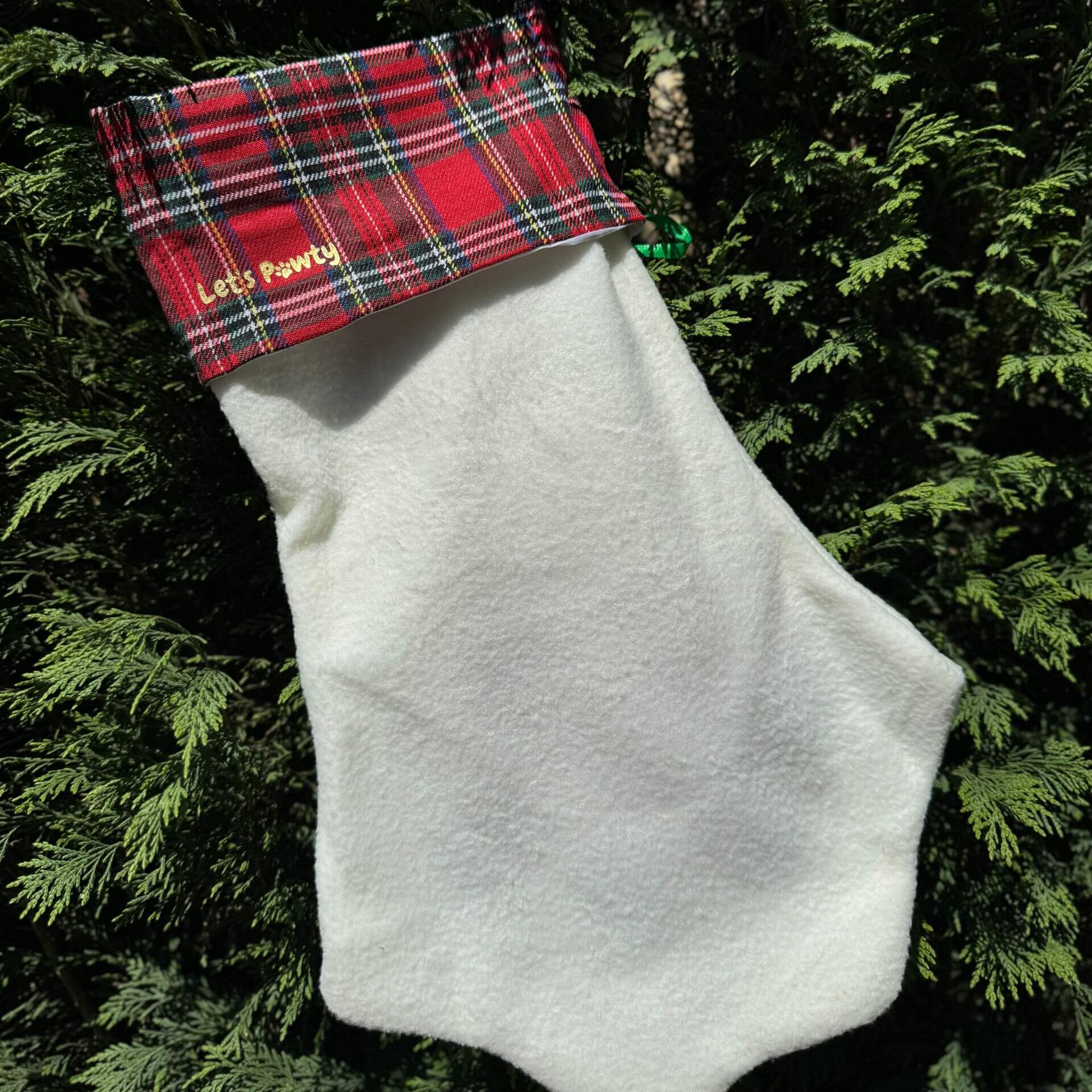 pet paw dog stocking personalised, let's pawty