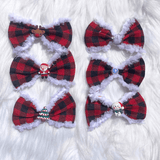 Buffalo red plaid over the collar dog bow, let's pawty