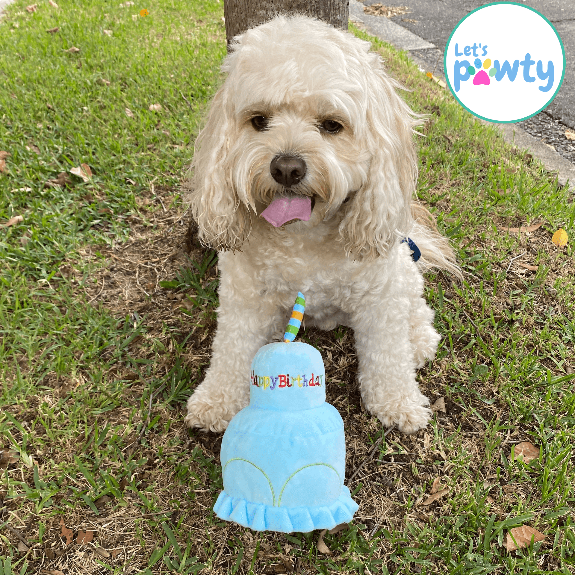 happy bark day, birthday dog toy plush cake