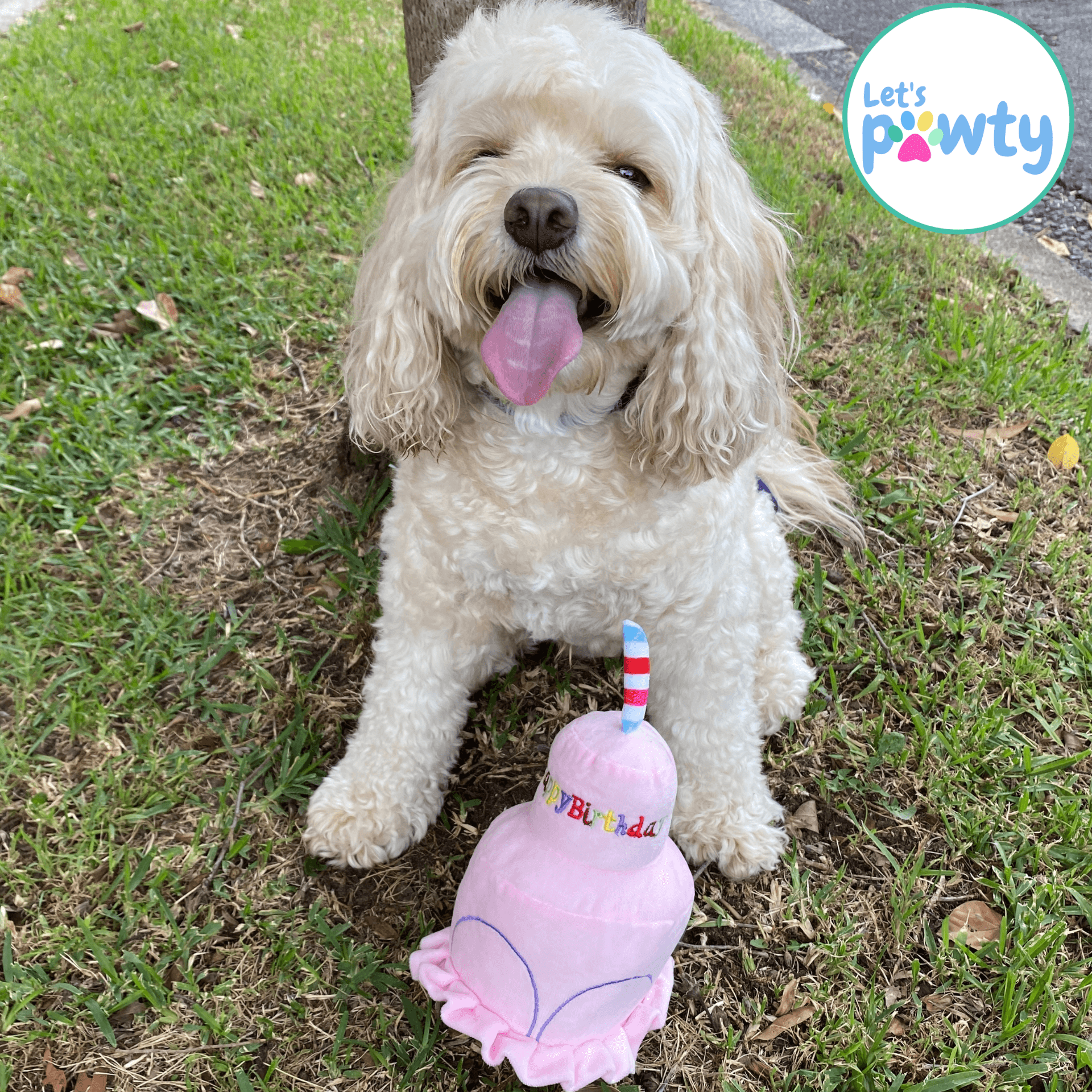 happy bark day, birthday dog toy plush cake
