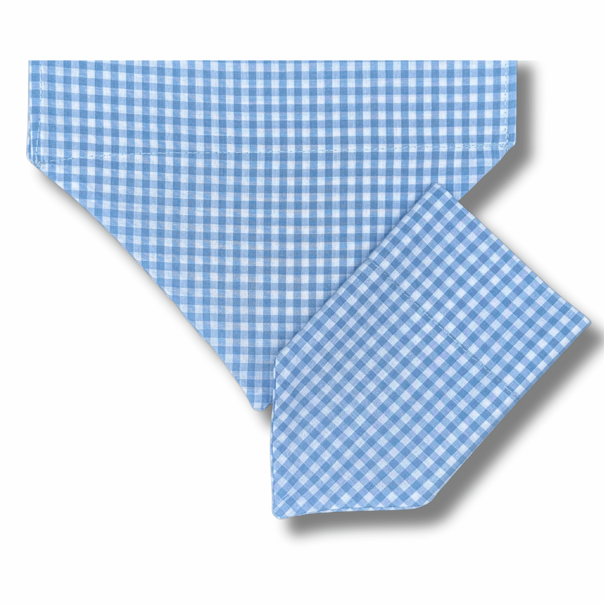 reversible dog bandana, blue gingham, let's pawty