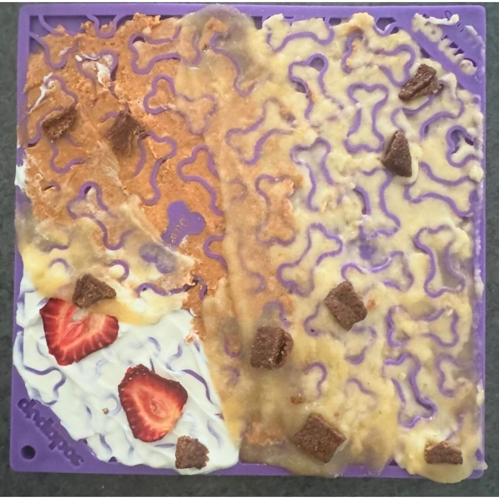 Bones enrichment lick mat, boredom buster, dog toys, let's pawty