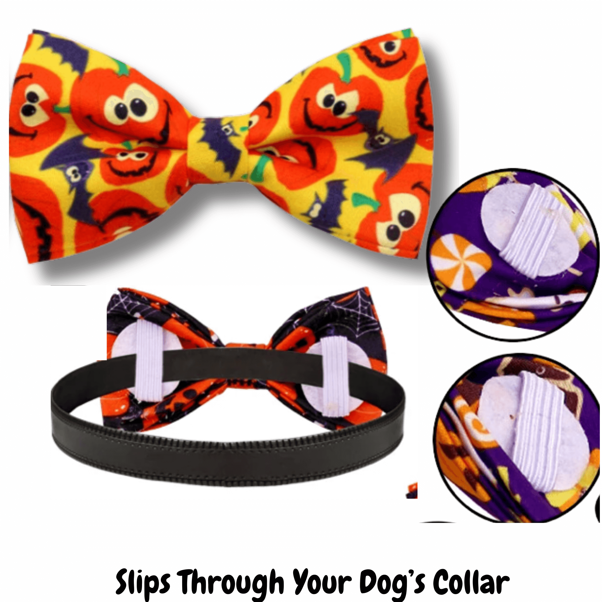 halloween themed dog bow, let's pawty