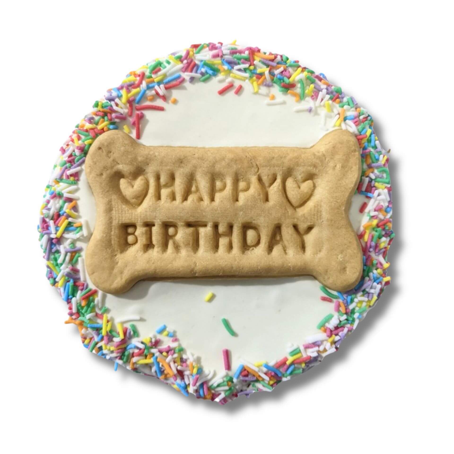 happy birthday dog treat cake, let's pawty