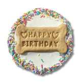 happy birthday dog treat cake, let's pawty