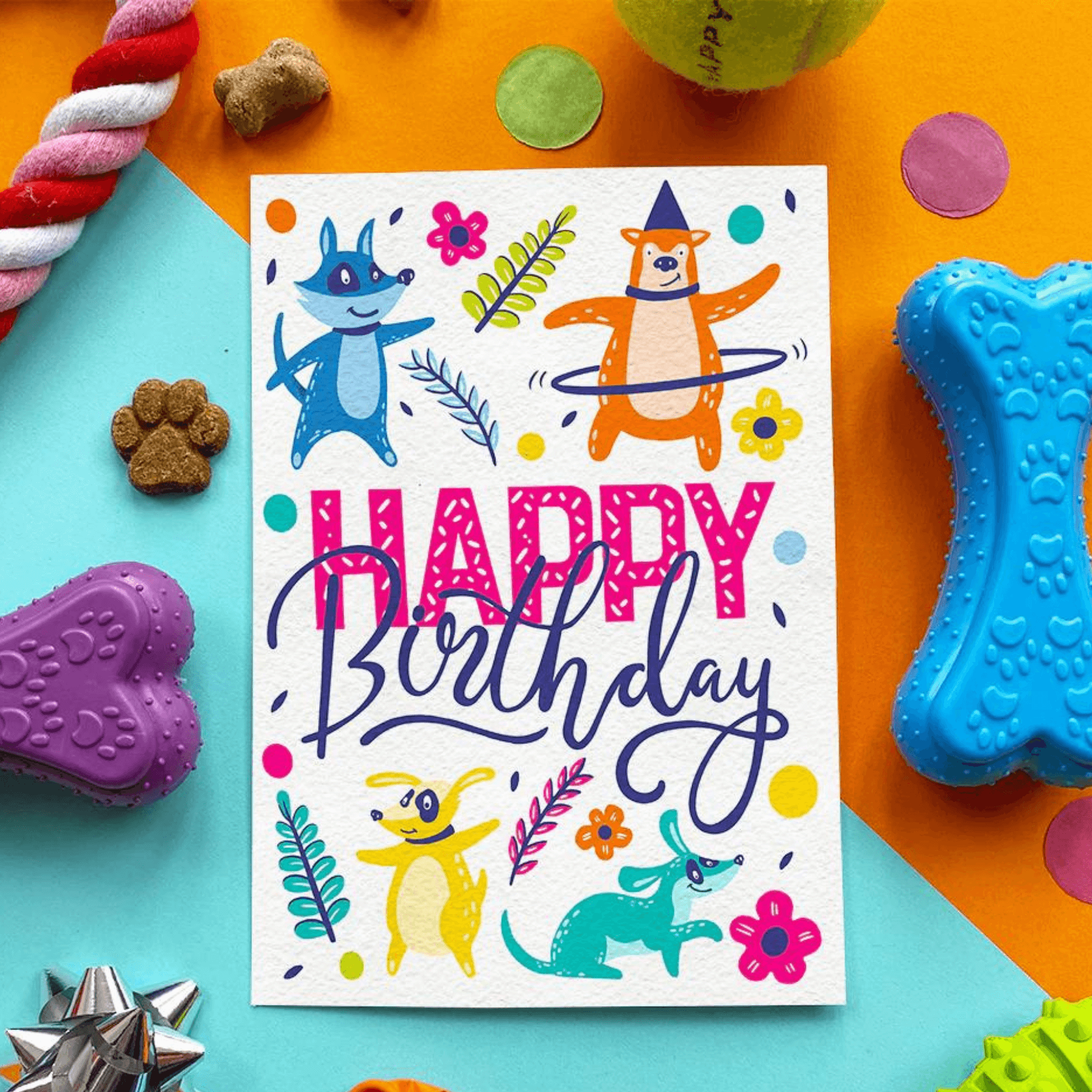 Edible dog birthday card, let' s pawty