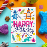 Edible dog birthday card, let' s pawty