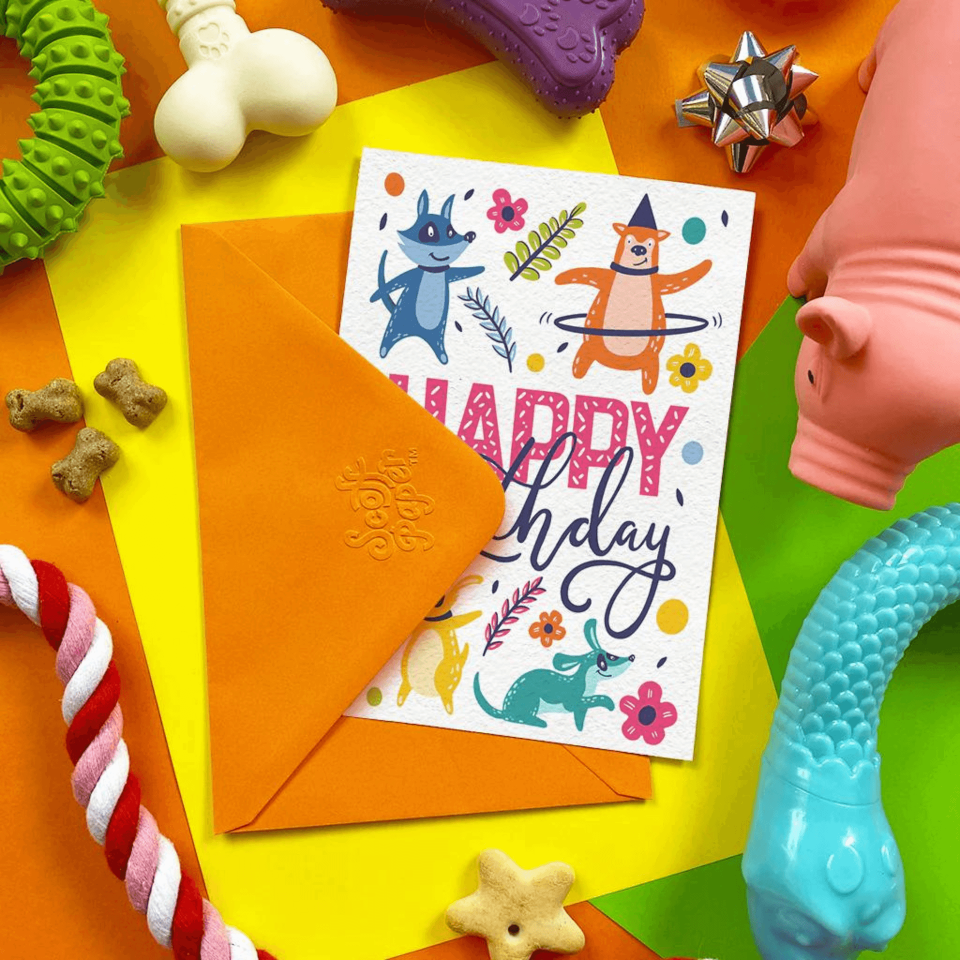 Edible dog birthday card, let' s pawty