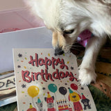 happy birthday to chew dog birthday card, let's pawty