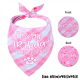 It's my birthday mother puppets, reversible dog bandana, tie up let's pawty