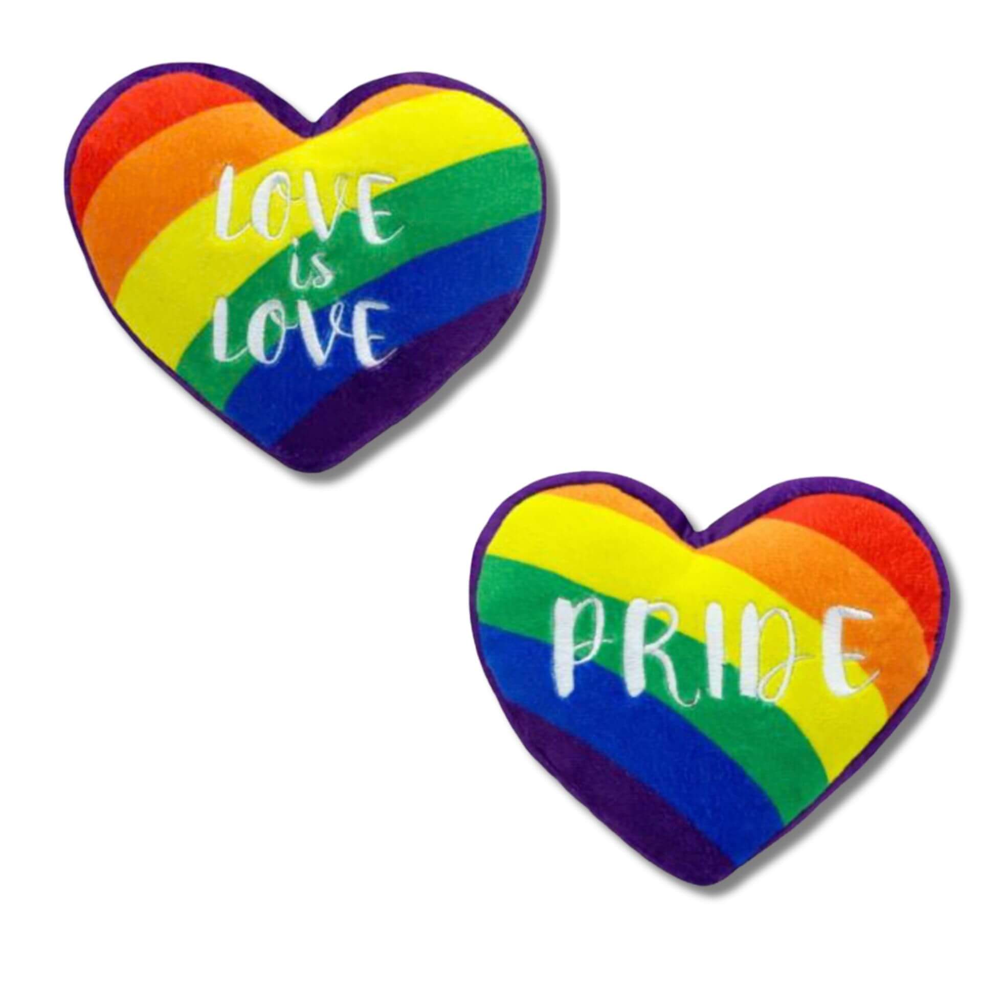 love is love, pride heart shaped dog toy, let's pawty