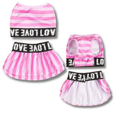 pink love dog dress, small dog