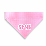 Dog reversible bandana over the collar, let's pawty, handmade, pink gingham