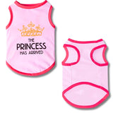 the princess has arrived dog t-shirt pink, let's pawty