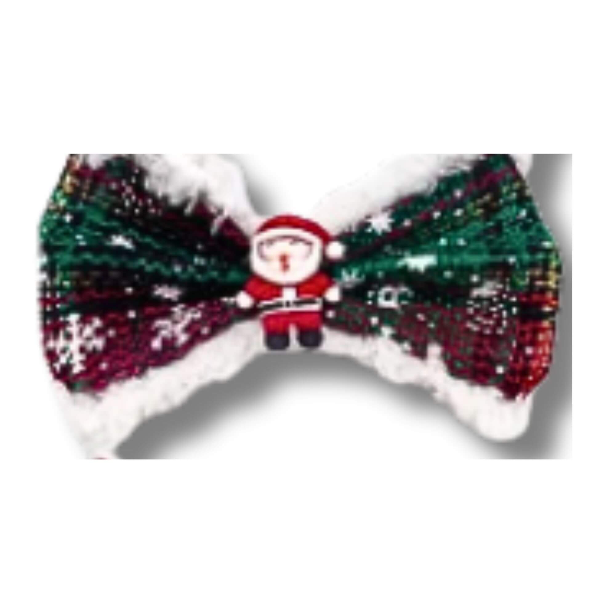 Dog bow over the collar accessory red and green plaid, let's pawty