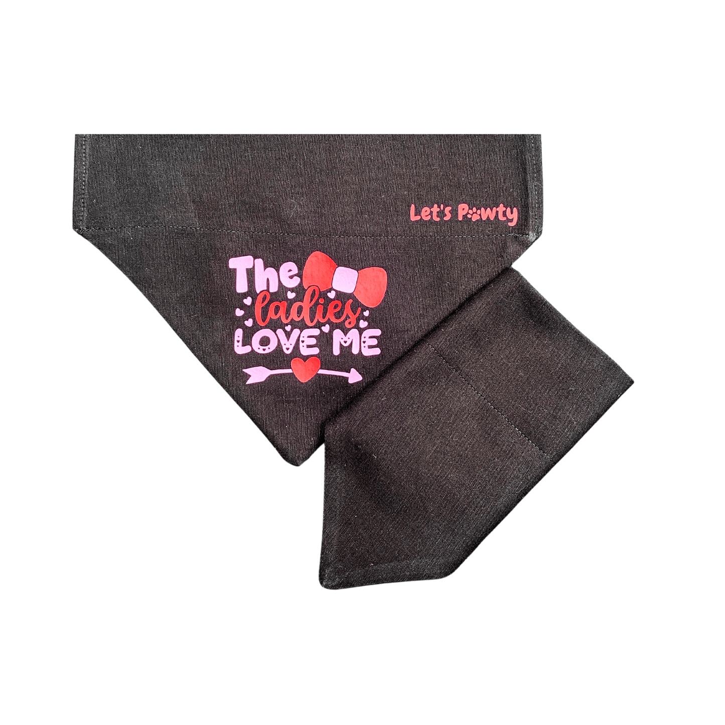 Reversible dog bandana, let's pawty, valentine themed