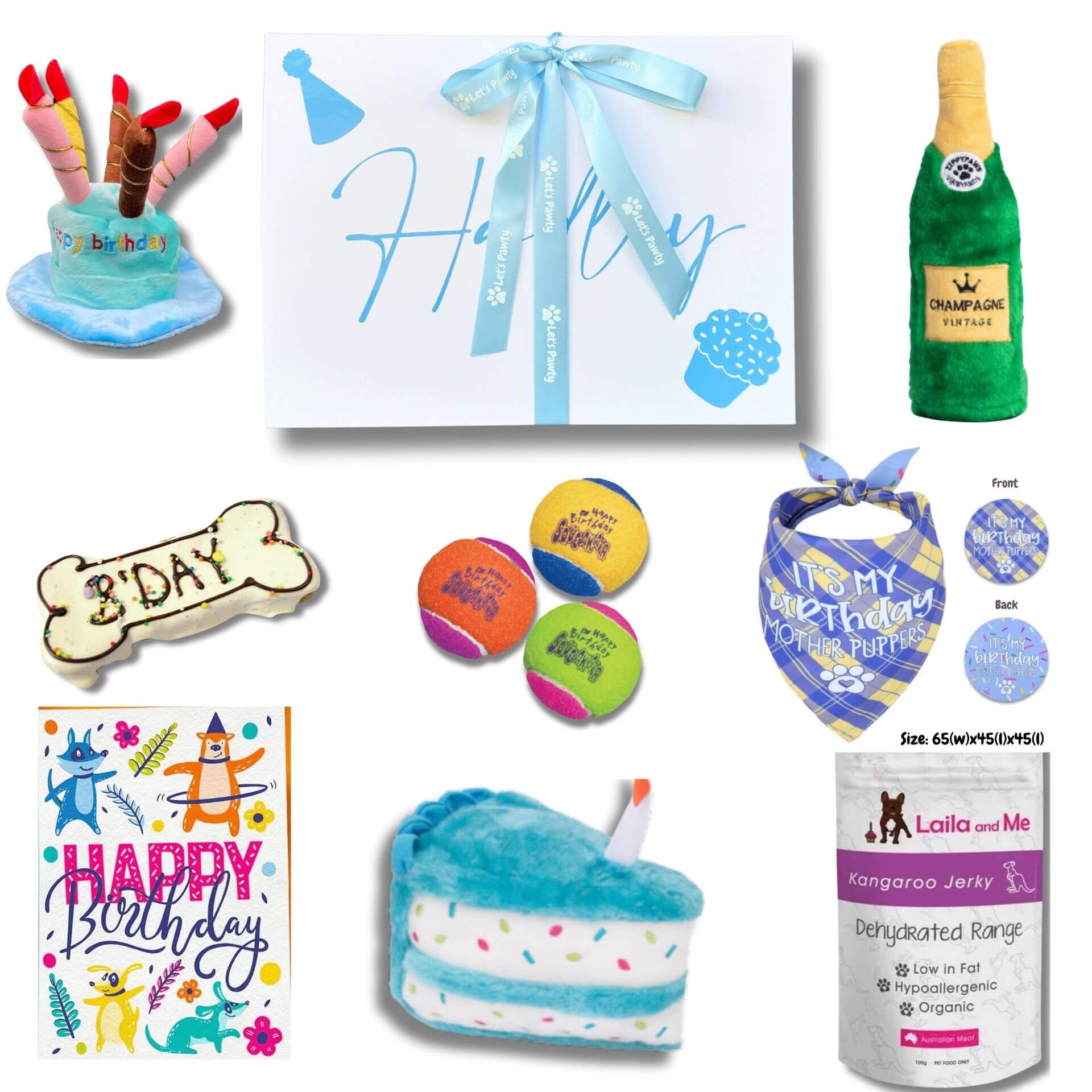 personalised ultimate dog gift box, let's pawty