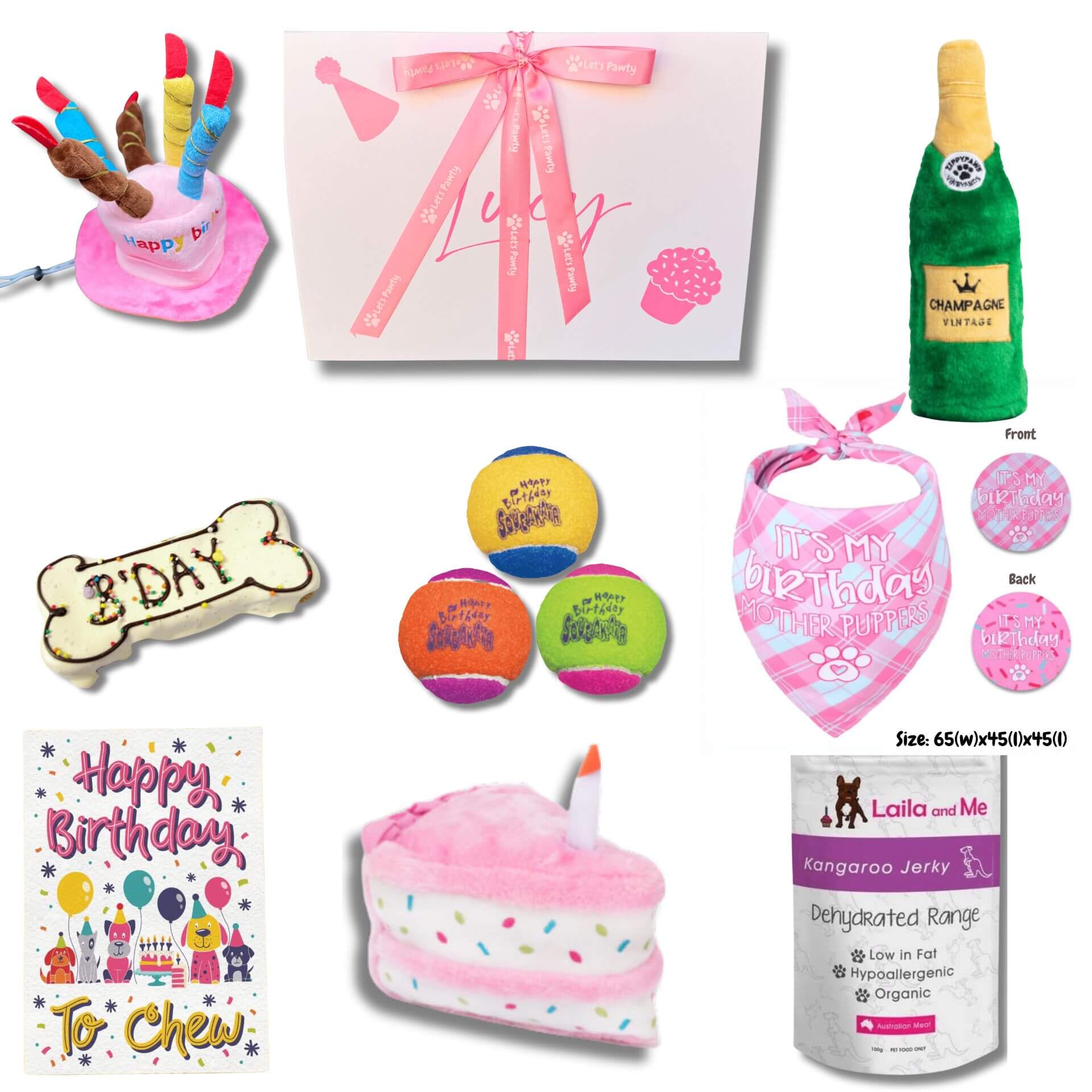 personalised dog gift box, let's pawty