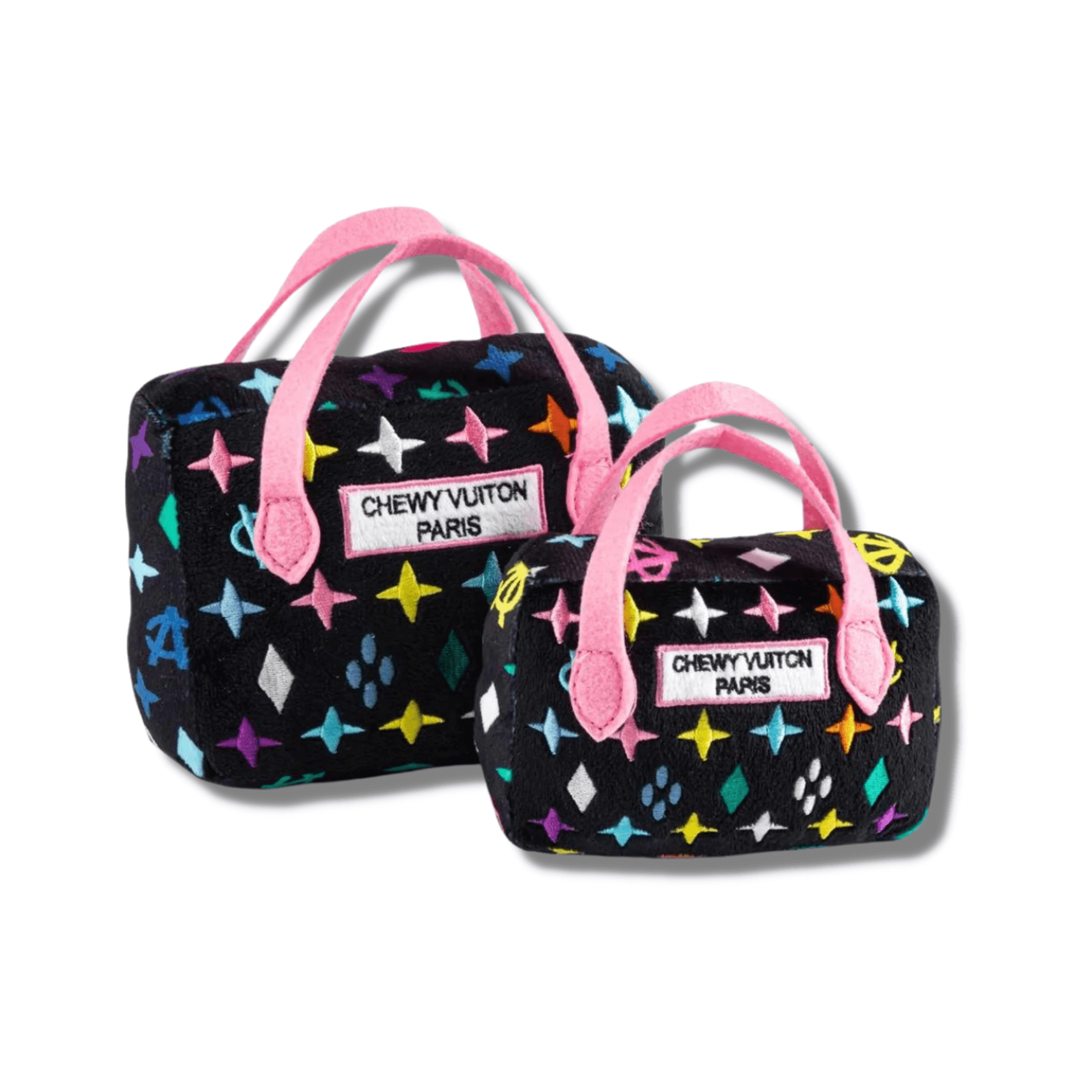 Designer parody dog toy, plush Chewy Vuiton Let's Pawty