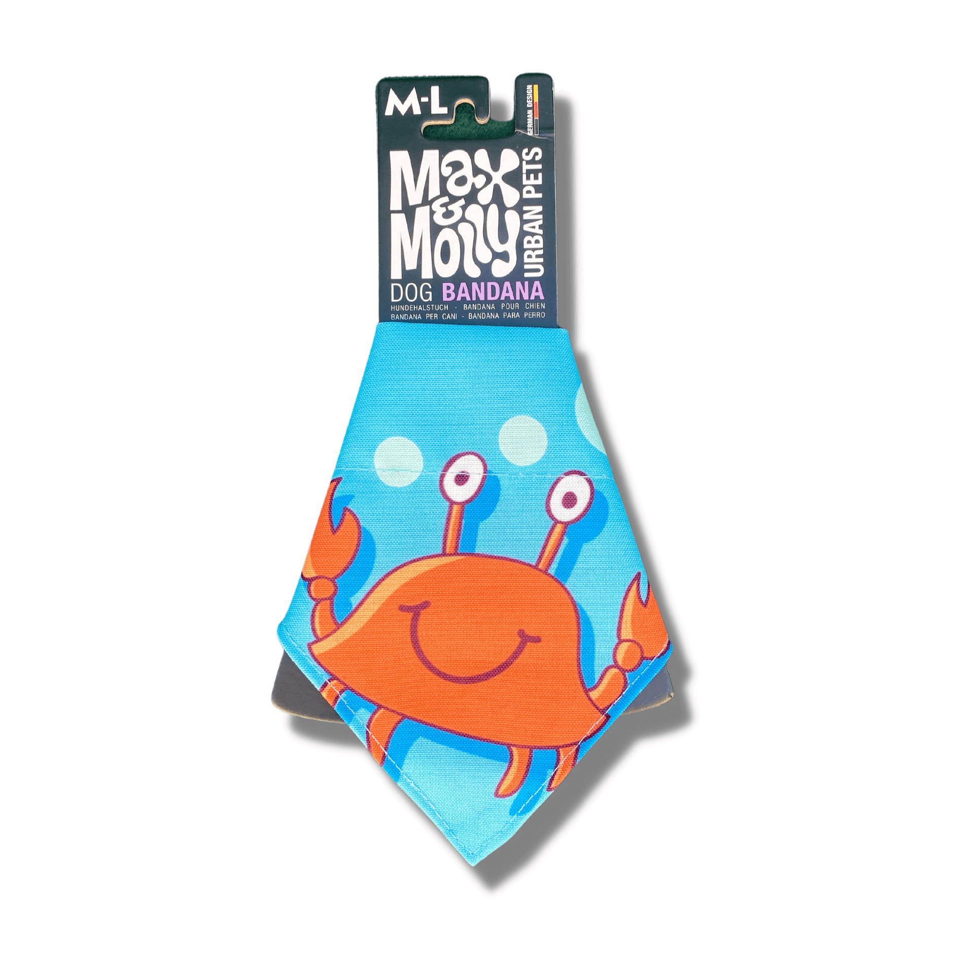 Reversible dog bandana, fashion accessory, blue ocean Max and Molly, Let's Pawty