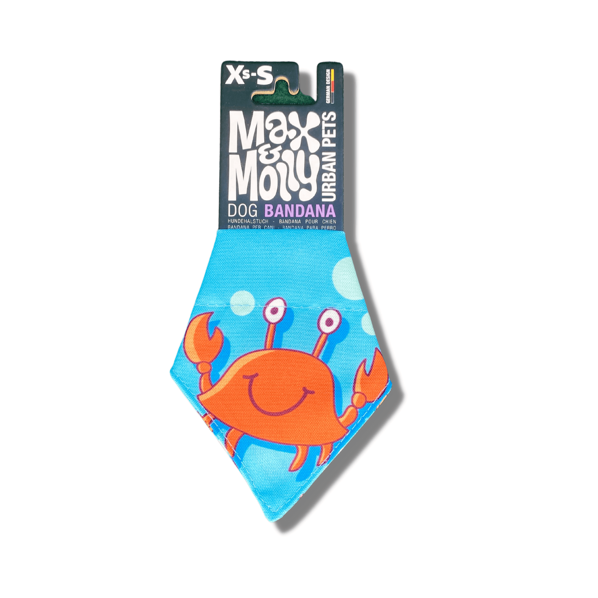 Reversible dog bandana, fashion accessory, blue ocean Max and Molly, Let's Pawty